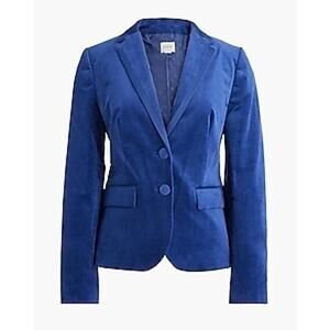 J. Crew Women's Velvet Schoolboy Blazer Coat Long Sleeves Navy Blue Size M NWOT